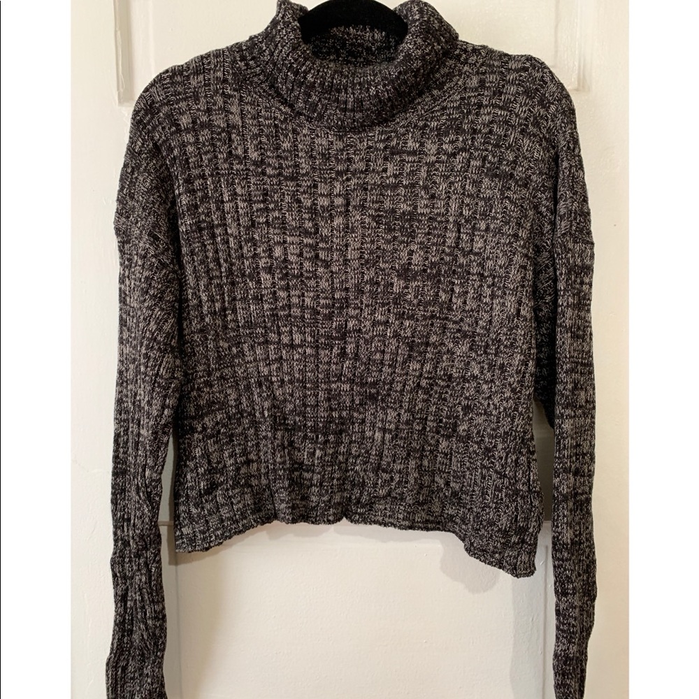 Turtle neck crop knit sweater